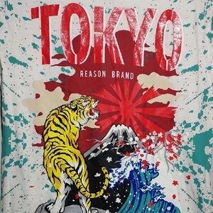 Reason Tokyo Tiger Japanese Art Tee Adult Size Medium